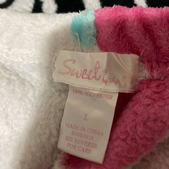 Fluffy kawaii white bottom pj pajama pants valentines heart print size large - Picture 6 of 7